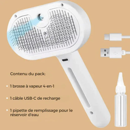 Brosse à vapeur 4en1 pour animaux Brosse à vapeur pour chien - FurFresh™ - Rondor
