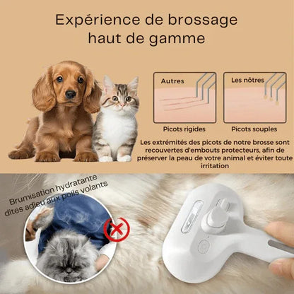 Brosse à vapeur 4en1 pour animaux Brosse à vapeur pour chien - FurFresh™ - Rondor