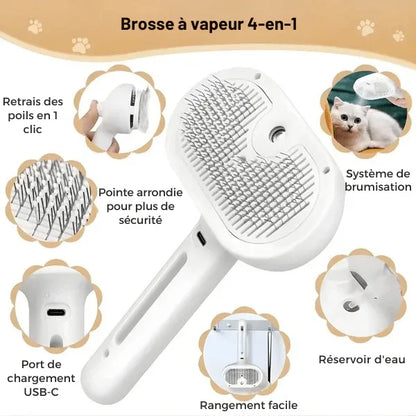 Brosse à vapeur 4en1 pour animaux Brosse à vapeur pour chien - FurFresh™ - Rondor
