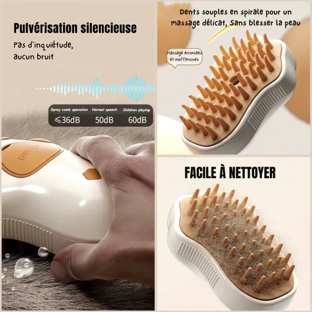 Brosse de Massage Spray pour Chiens & Chats - Rondor