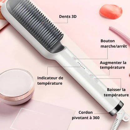 Brosse Lissante Chauffante pour Cheveux - Brosse Ionique Électrique - Rondor