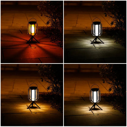 Lanterne Solaire LED Effet Flamme — Éclairage d'Ambiance Extérieur Rechargeable USB-C