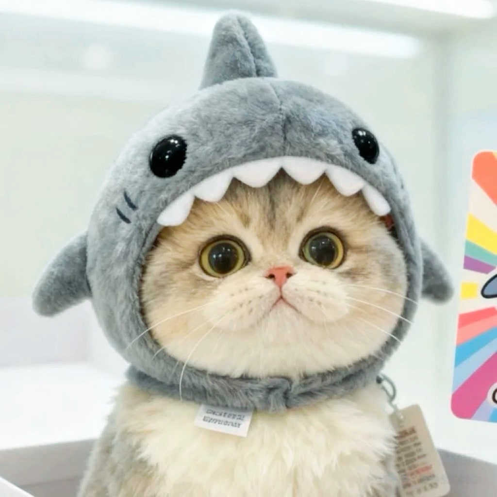 Cat Hat for Shark Plush Costume with Adjustable Chin Strap