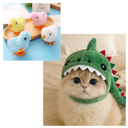 Cat Hat Hooded with Dinosaur Design Interactive Toy Options
