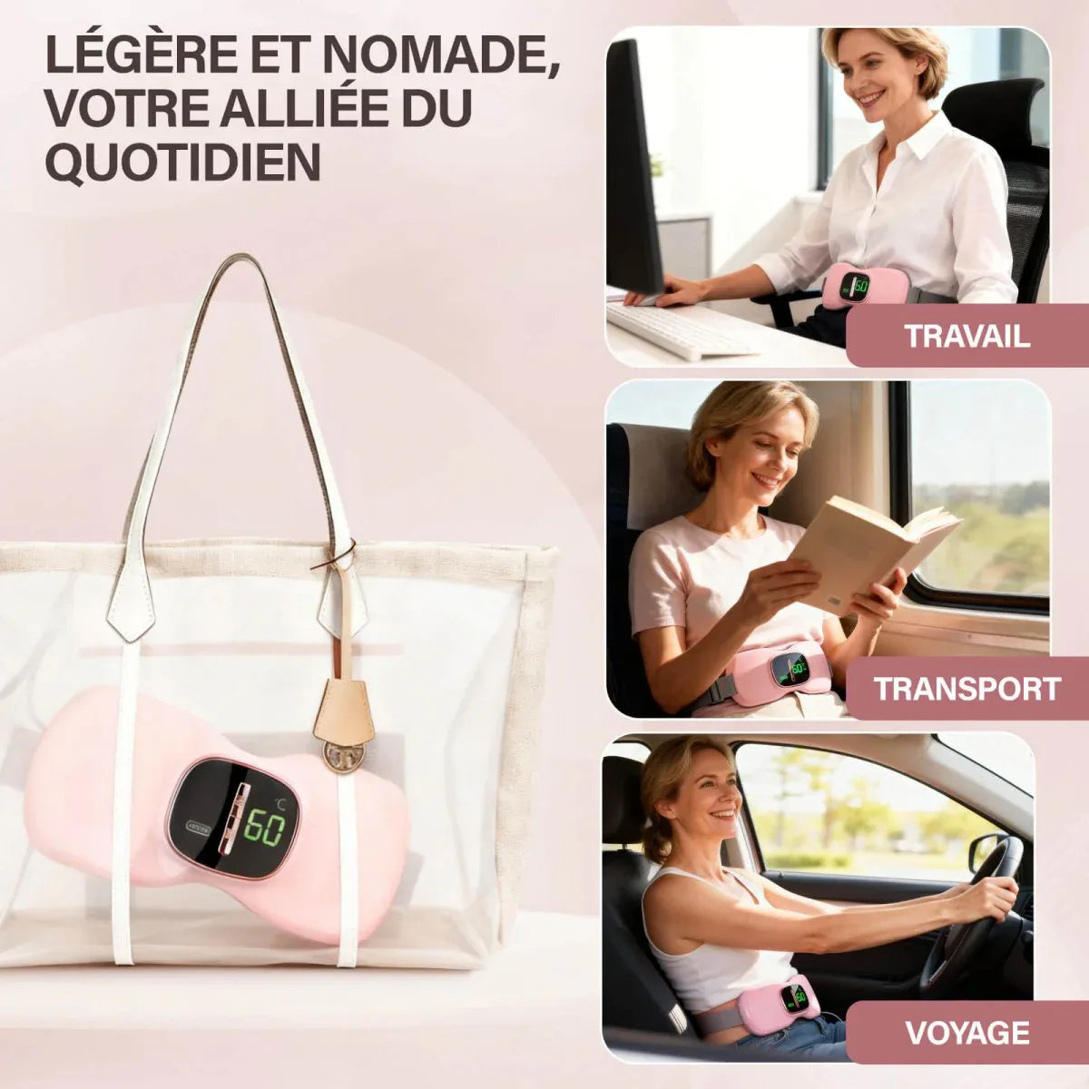 Ceinture chauffante vibrante - anti douleur menstruelles et lombaires - Rondor