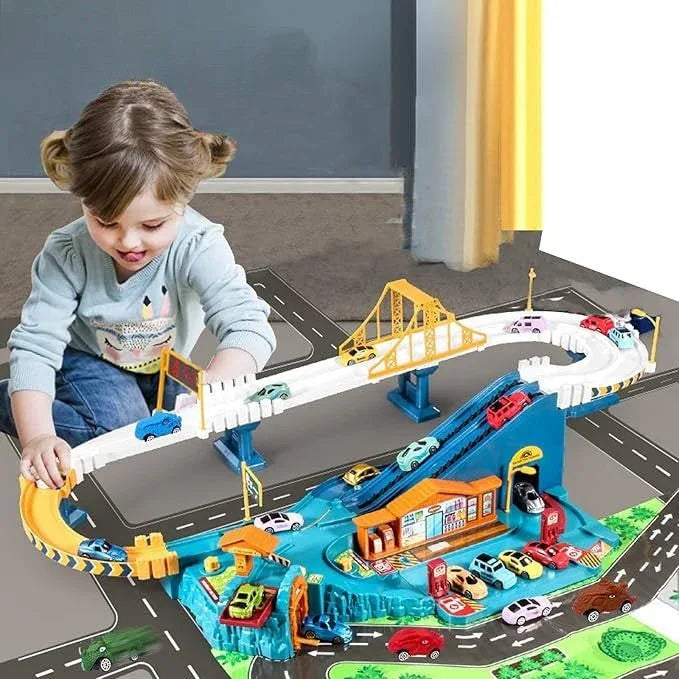 Circuit de Course Puzzle Aventure – Tapis de Jeu de Voiture à Encastrer pour Enfants - Rondor