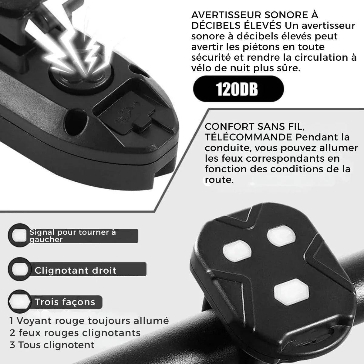 Clignotant Arrière Vélo Haute Visibilité – Rechargeable USB - Rondor