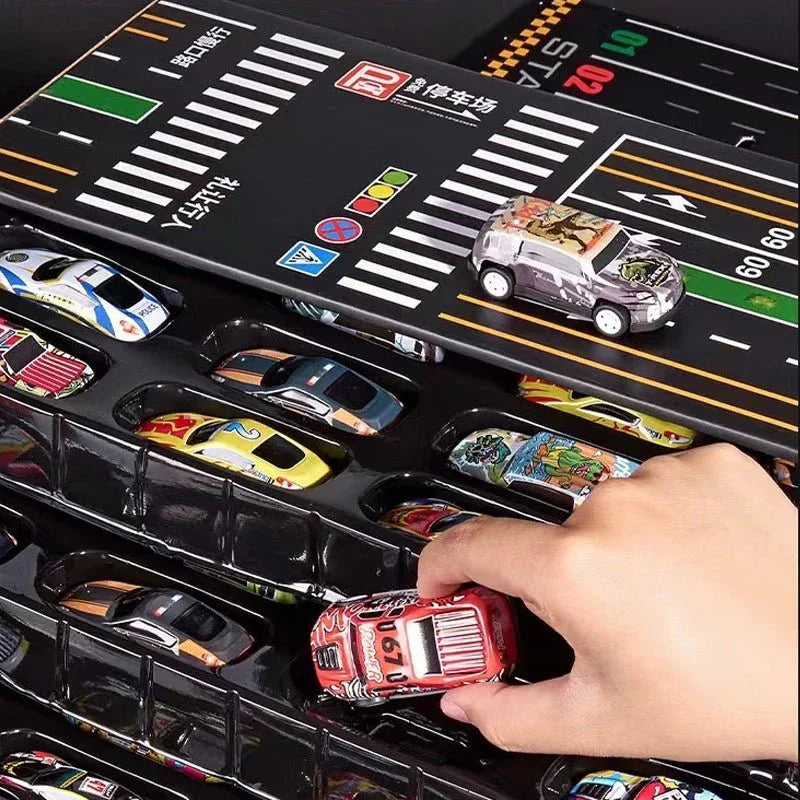Coffret 48 Mini Voitures à Rétrofriction avec Garage Intégré - Rondor