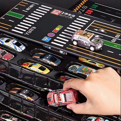 Coffret 48 Mini Voitures à Rétrofriction avec Garage Intégré - Rondor