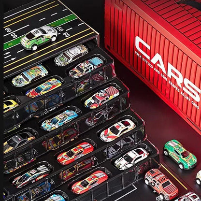 Coffret 48 Mini Voitures à Rétrofriction avec Garage Intégré - Rondor