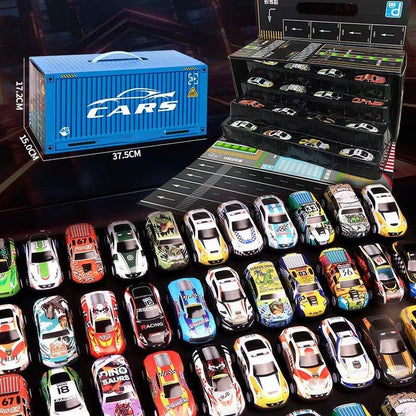 Coffret 48 Mini Voitures à Rétrofriction avec Garage Intégré - Rondor