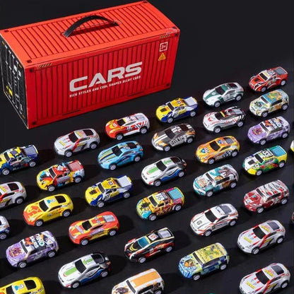 Coffret 48 Mini Voitures à Rétrofriction avec Garage Intégré - Rondor