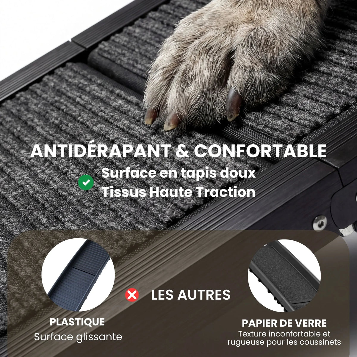 Rampe d'Accès Chien Voiture Premium en Aluminium - Pliable & Supporte 115kg (Anti-Arthrose)