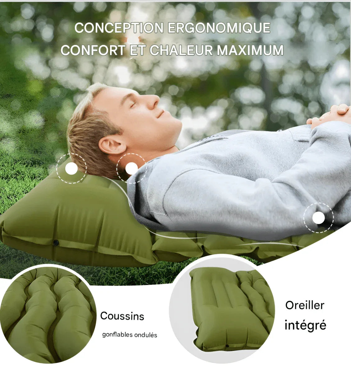 ConfortZen — Matelas gonflable léger, confortable et facile à gonfler - Rondor