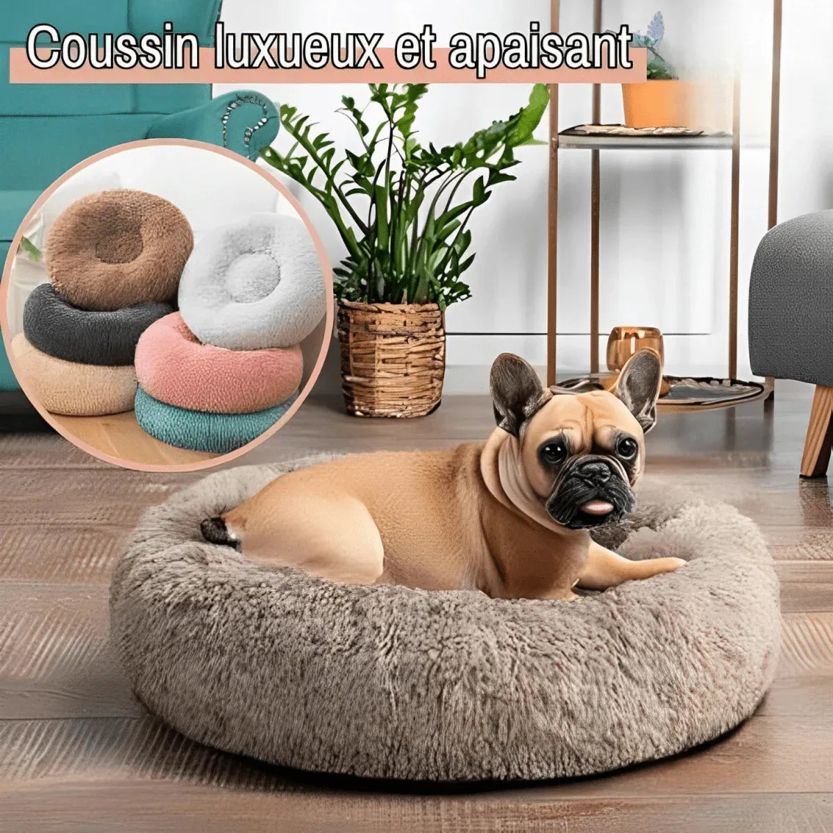 Coussin pour Chien et Chat - En forme Donut Rond, Apaisant, Déhoussable et Lavable | JuJuDonutDelight™ - Rondor