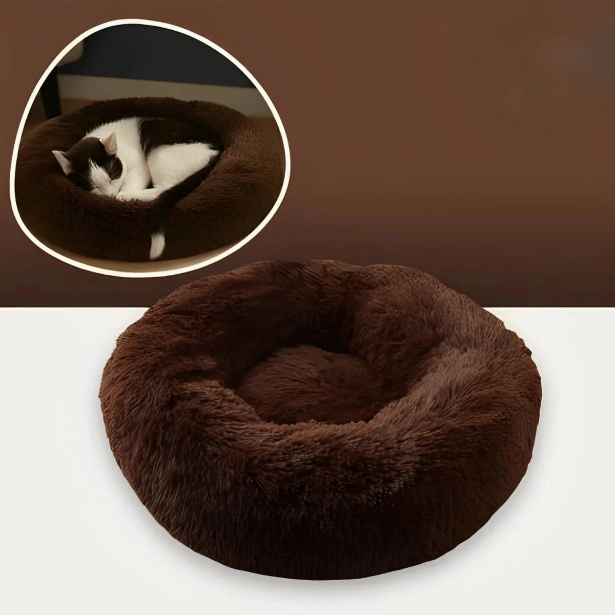 Coussin pour Chien et Chat - En forme Donut Rond, Apaisant, Déhoussable et Lavable | JuJuDonutDelight™ - Rondor