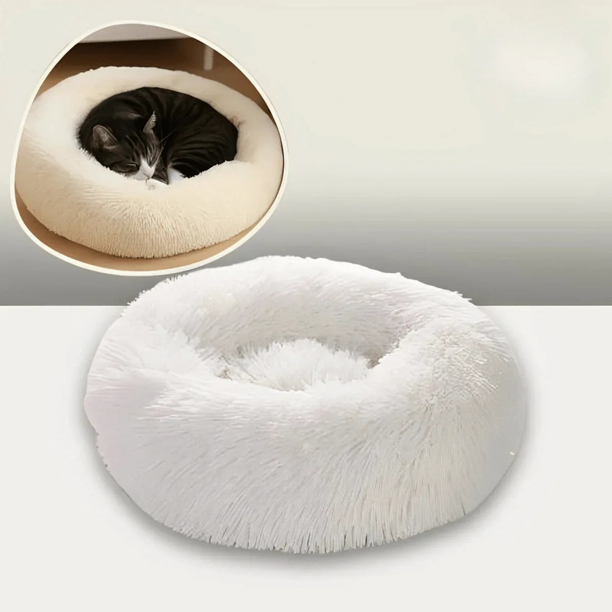 Coussin pour Chien et Chat - En forme Donut Rond, Apaisant, Déhoussable et Lavable | JuJuDonutDelight™ - Rondor