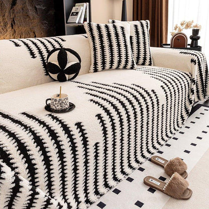Couvre - canapé en peluche - Couverture extra épaisse et antidérapante avec bords élastiques pour l'automne et l'hiver - Rondor