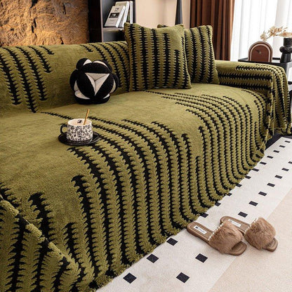 Couvre - canapé en peluche - Couverture extra épaisse et antidérapante avec bords élastiques pour l'automne et l'hiver - Rondor