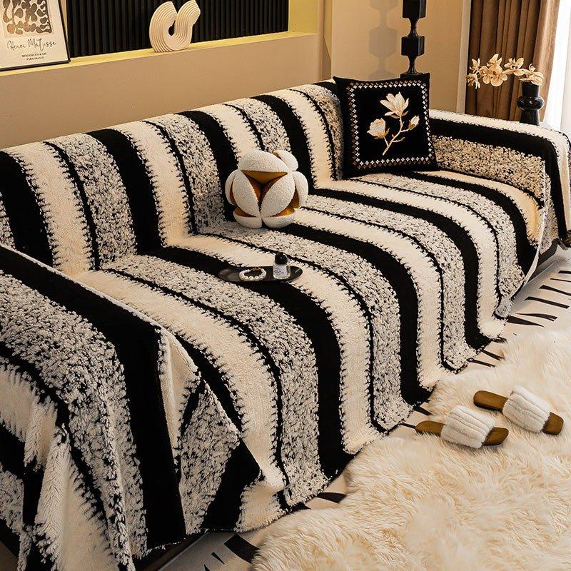 Couvre - canapé en peluche - Couverture extra épaisse et antidérapante avec bords élastiques pour l'automne et l'hiver - Rondor