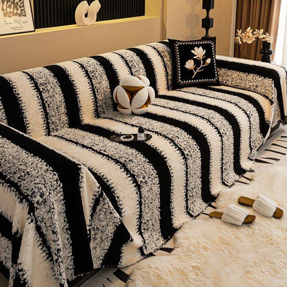 Couvre - canapé en peluche - Couverture extra épaisse et antidérapante avec bords élastiques pour l'automne et l'hiver - Rondor