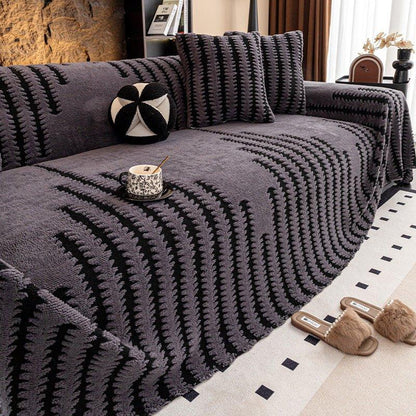 Couvre - canapé en peluche - Couverture extra épaisse et antidérapante avec bords élastiques pour l'automne et l'hiver - Rondor