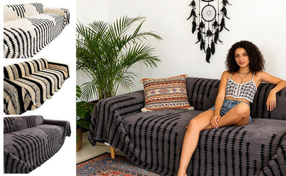 Couvre - canapé en peluche - Couverture extra épaisse et antidérapante avec bords élastiques pour l'automne et l'hiver - Rondor