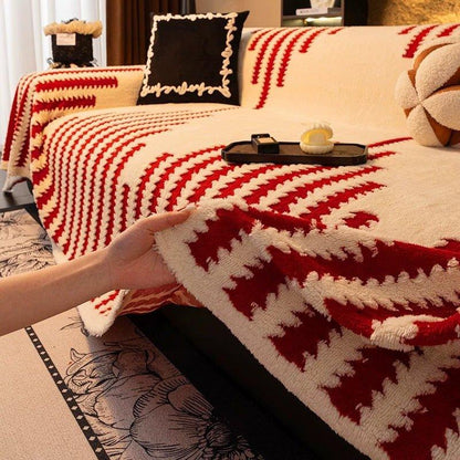 Couvre - canapé en peluche - Couverture extra épaisse et antidérapante avec bords élastiques pour l'automne et l'hiver - Rondor