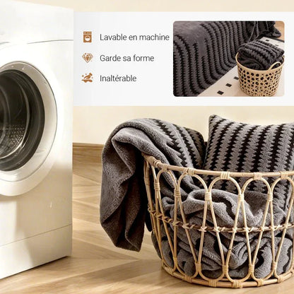 Couvre - canapé en peluche - Couverture extra épaisse et antidérapante avec bords élastiques pour l'automne et l'hiver - Rondor