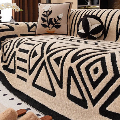 Couvre - canapé en peluche - Couverture extra épaisse et antidérapante avec bords élastiques pour l'automne et l'hiver - Rondor