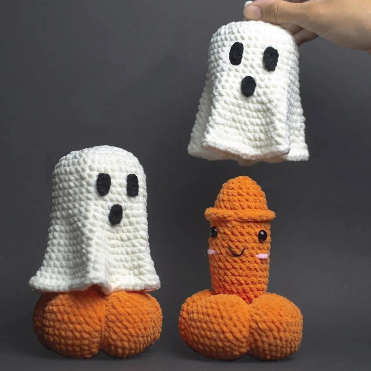 Crochet Halloween Gag Plush with Removable Ghost Cover