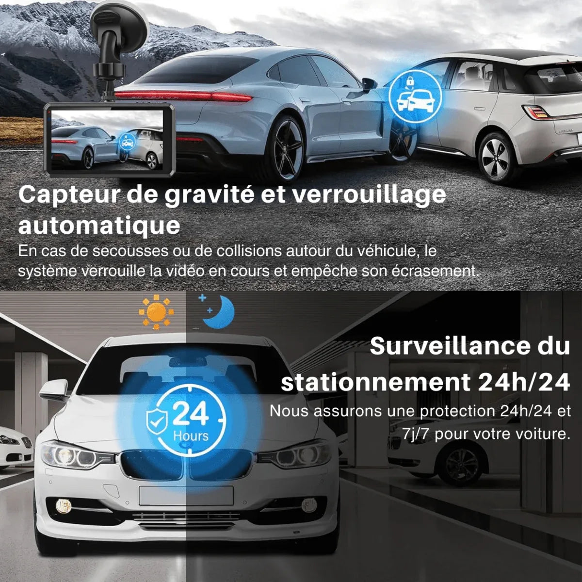 Dashcam Sans Fil 1080P - Vision Nocturne Avant et Arrière - Rondor