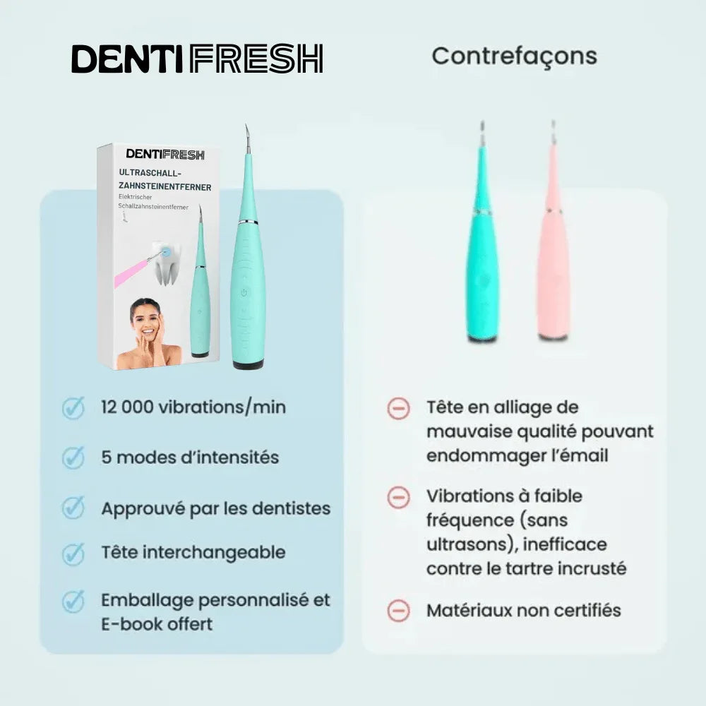 DENTIFRESH Détartreur Dentaire à Ultrasons - Sans douleur et sans danger | RONDOR - Rondor