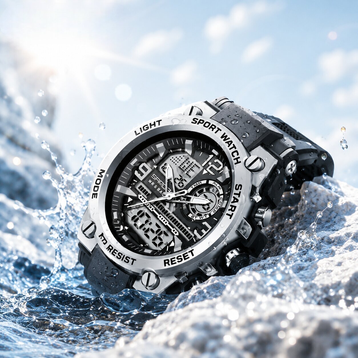 Analog-Digital Sportuhr für Herren | Chronostahl