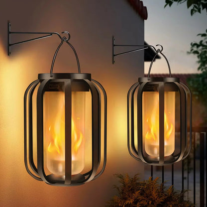 Lanterne Solaire LED Effet Flamme — Éclairage d'Ambiance Extérieur Rechargeable USB-C