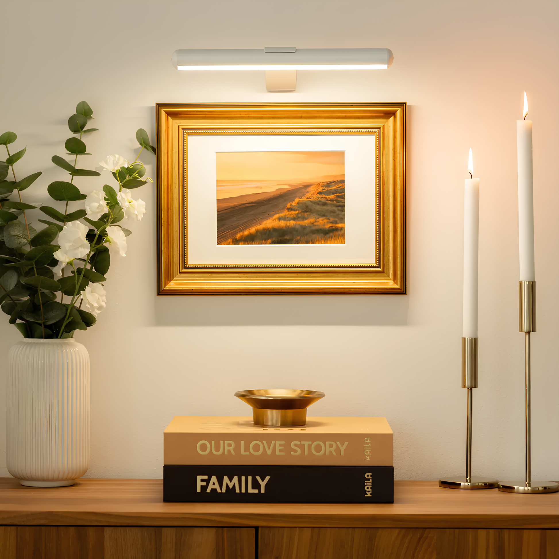 ArtGlow Éclairage LED sans fil pour tableaux – Applique murale rechargeable avec télécommande, lumière dimmable