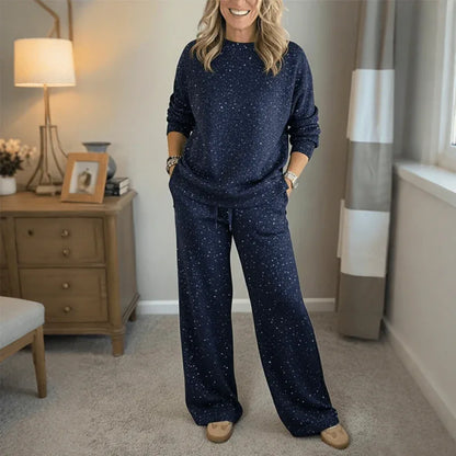 Ensemble 2 pièces pour femme comprenant un pull à paillettes et un pantalon - Rondor