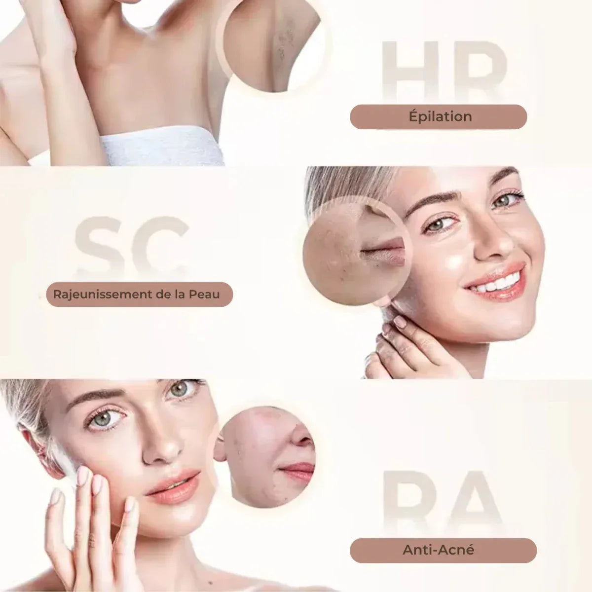 Épilateur Lumière Pulsée IPL 3 - en - 1 – Épilation Durable, Rajeunissement & Soin Anti - Imperfections - Rondor