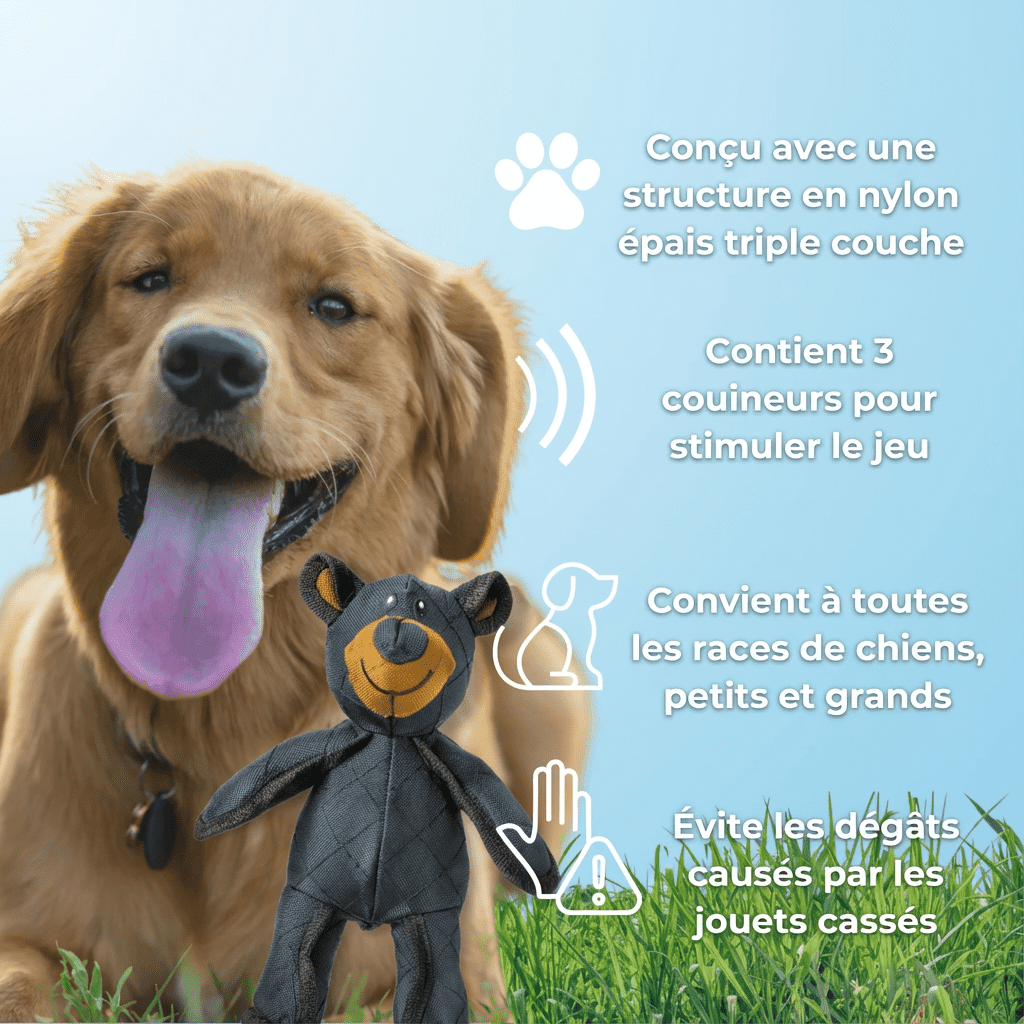 Jouet Indestructible pour Grands Mâchouilleurs | Unbreaka-Bear pour Chiens | Jouet Résistant pour Chiens Agités et Actifs
