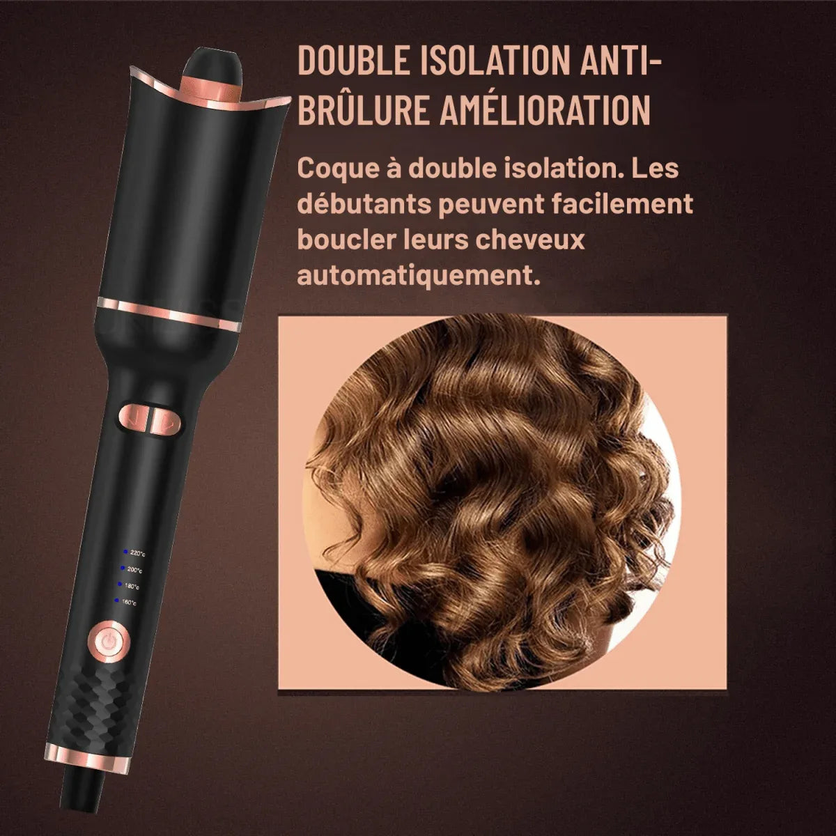 Fer à boucler à 4 vitesses et température réglable, chauffe rapide, idéal pour les cheveux longs - Rondor