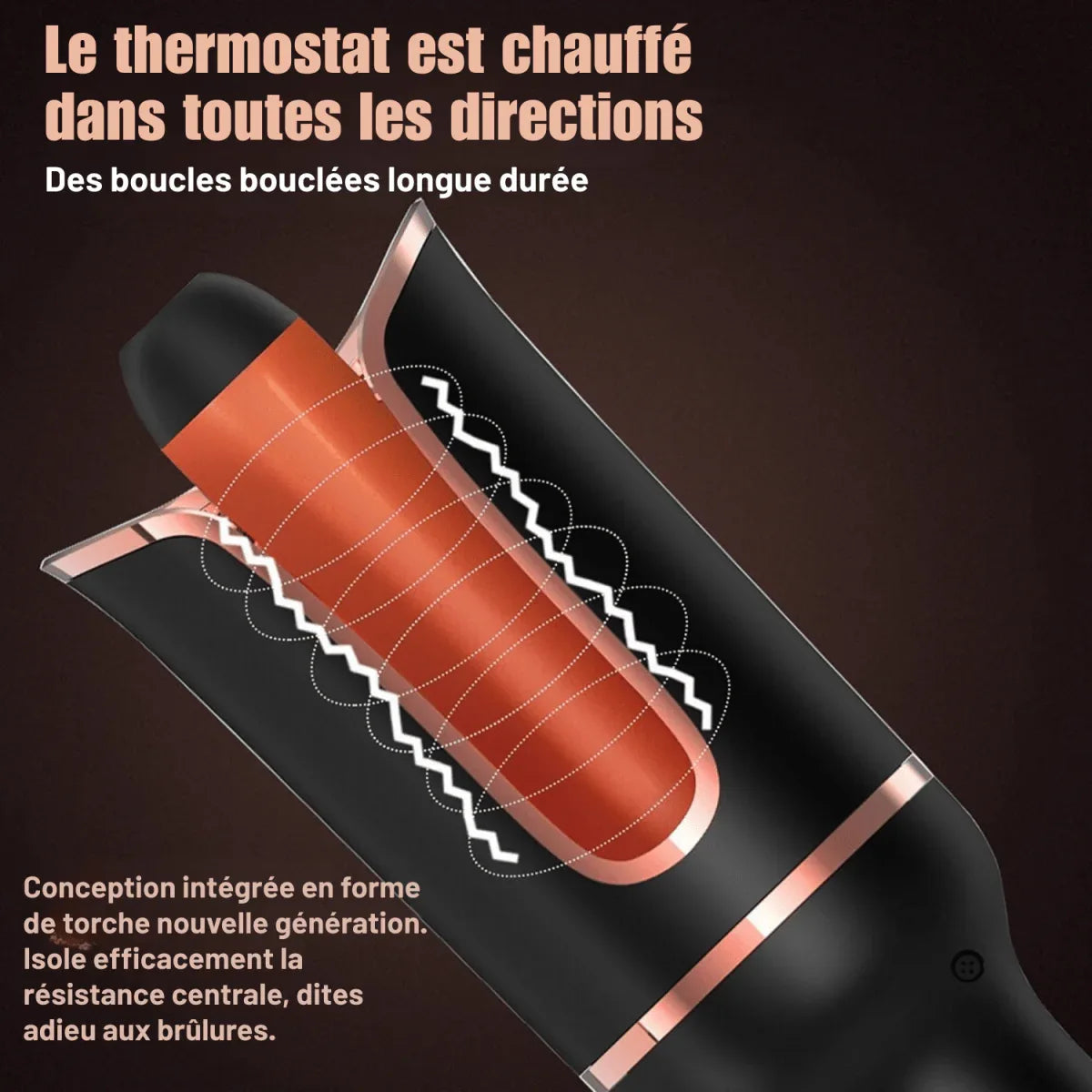 Fer à boucler à 4 vitesses et température réglable, chauffe rapide, idéal pour les cheveux longs - Rondor