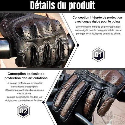 Gants de Motocross Vintage en Cuir - Rondor