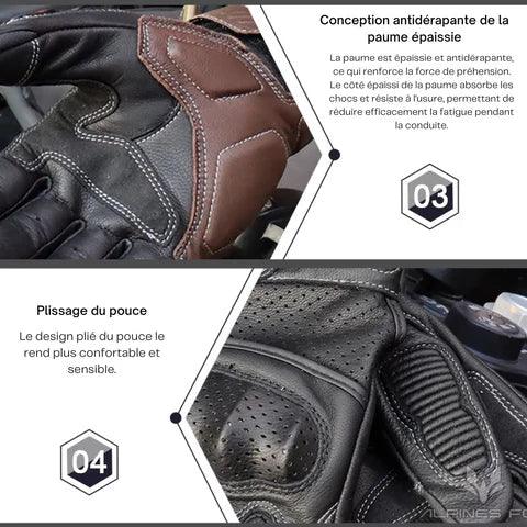 Gants de Motocross Vintage en Cuir - Rondor