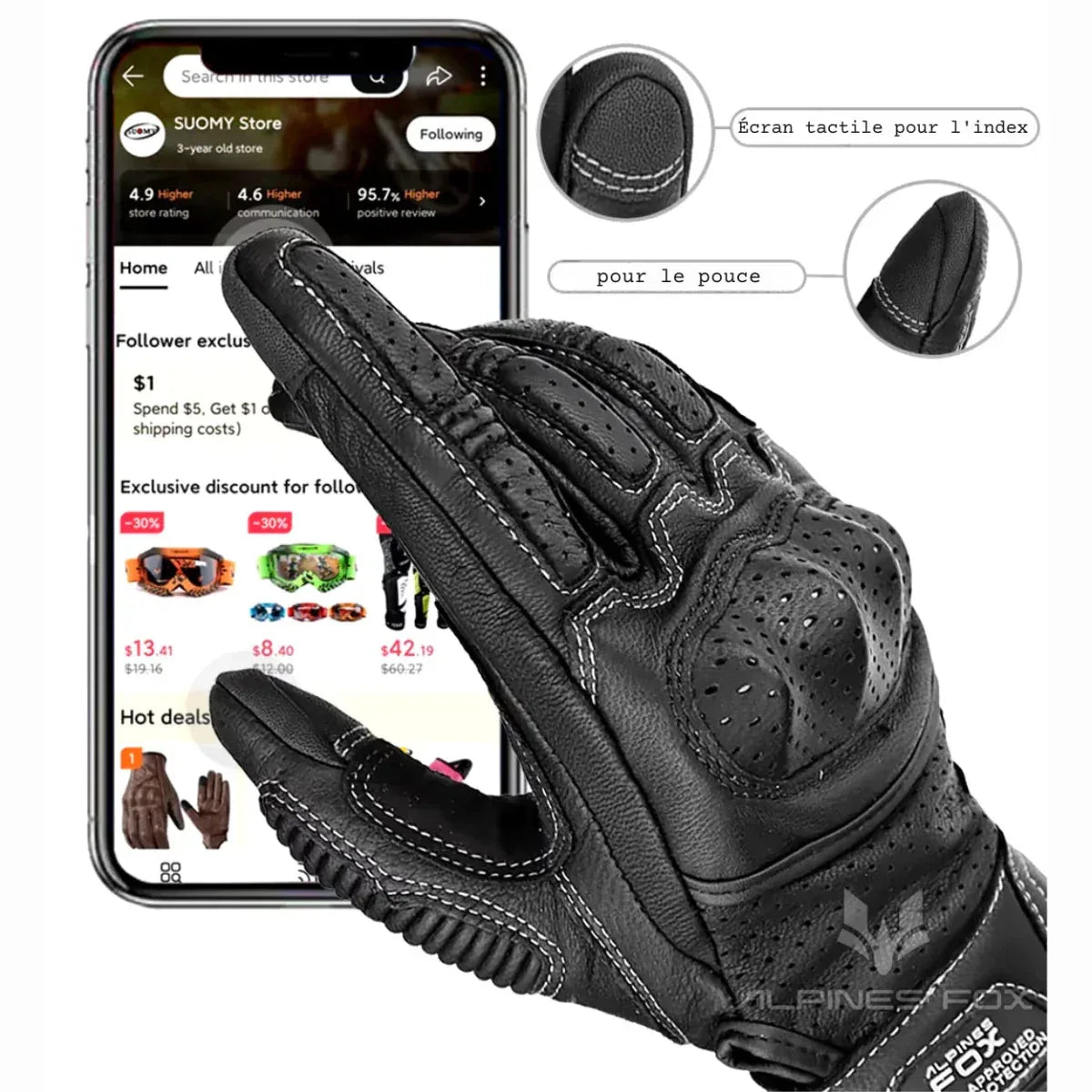 Gants de Motocross Vintage en Cuir - Rondor