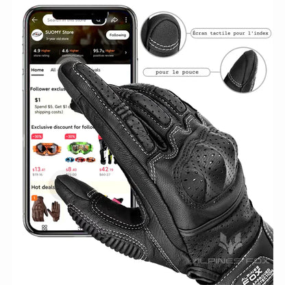 Gants de Motocross Vintage en Cuir - Rondor