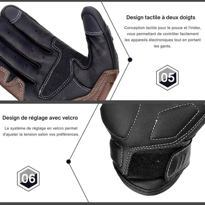 Gants de Motocross Vintage en Cuir - Rondor