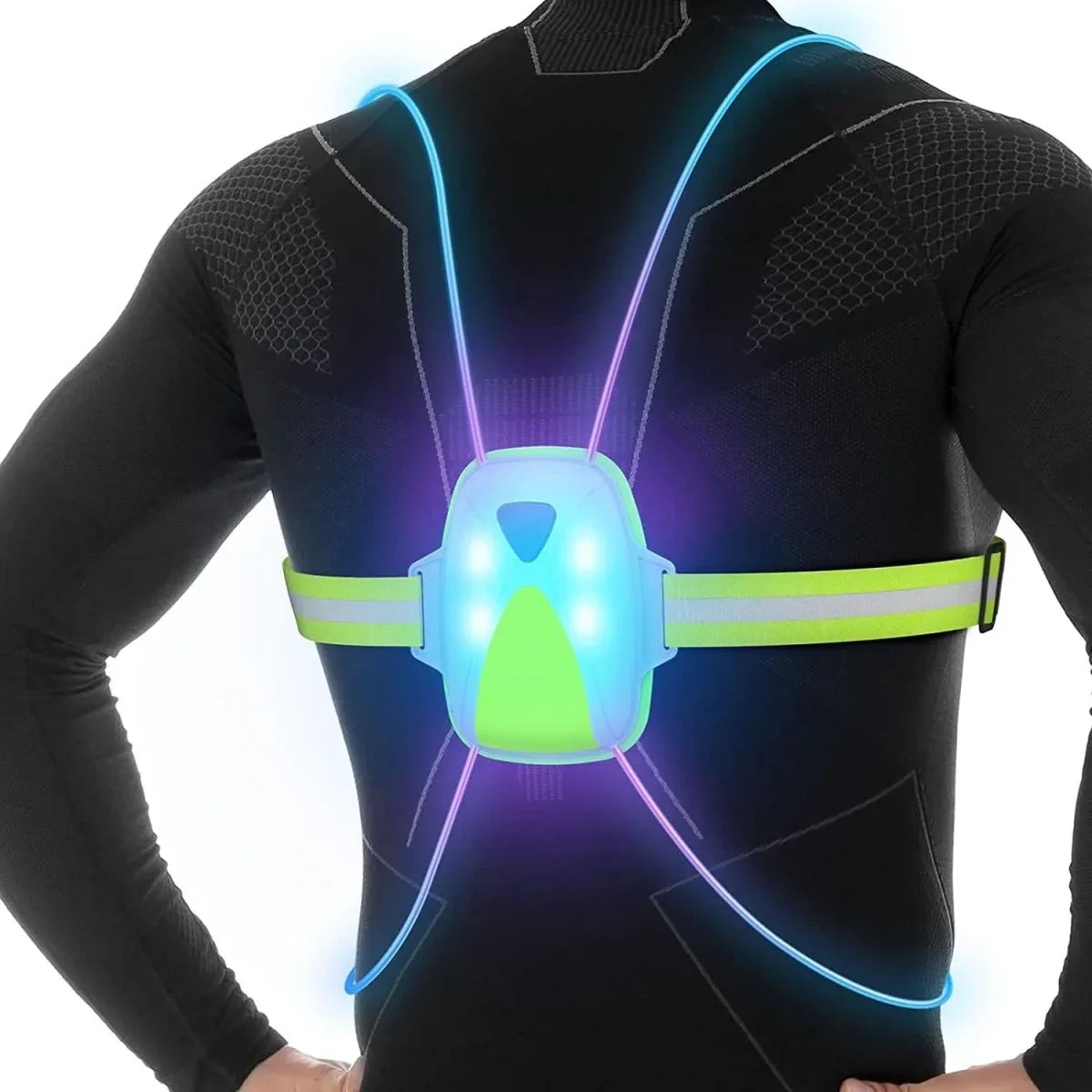 Gilet de sécurité lumineux ReflectGlow LED - Gilet lumineux ajustable pour le jogging et les activités de plein air - Rondor