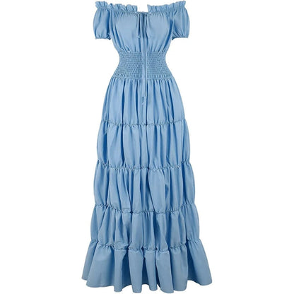 Halloween Women's Summer Boho Maxi Dress with Off-the-Shoulder Design and Ruched Waist for Parties