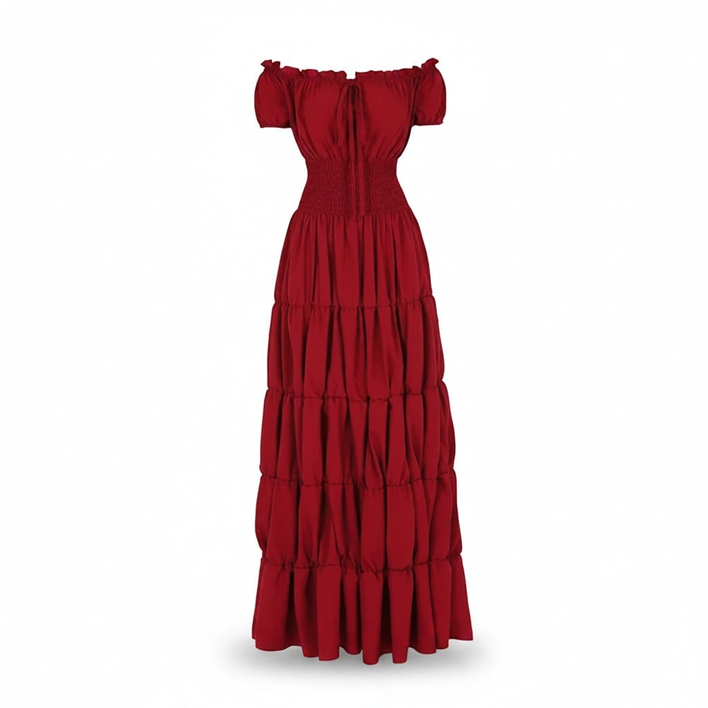 Halloween Women's Summer Boho Maxi Dress with Off-the-Shoulder Design and Ruched Waist for Parties