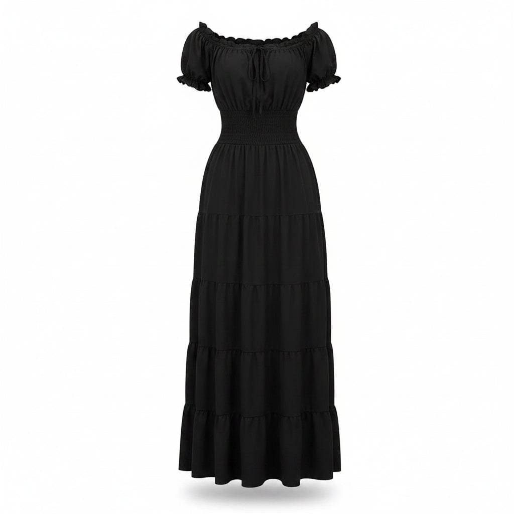 Halloween Women's Summer Boho Maxi Dress with Off-the-Shoulder Design and Ruched Waist for Parties